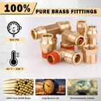 CheeMuii 124PCS Brass DOT Air Line Fittings with 4 Roll 50FT DOT Air Lines