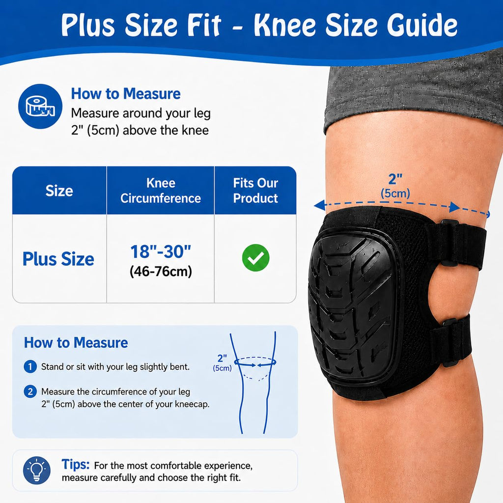 Plus Size Knee Pads with Hardshell Protection for Work, Black