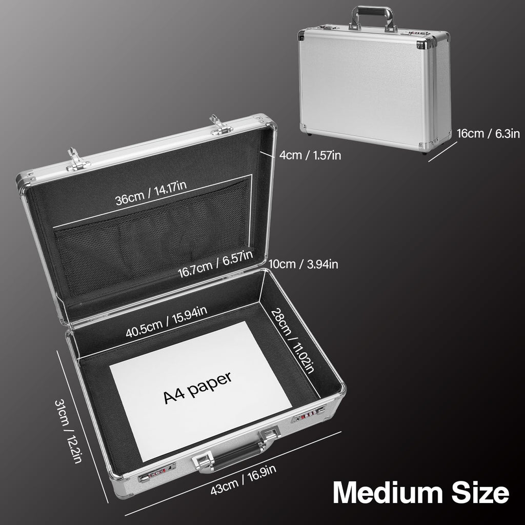 File Organizer Storage Box, Portable Locking Storage Totes with Dual Combination Locks, Lock Boxes for Personal
