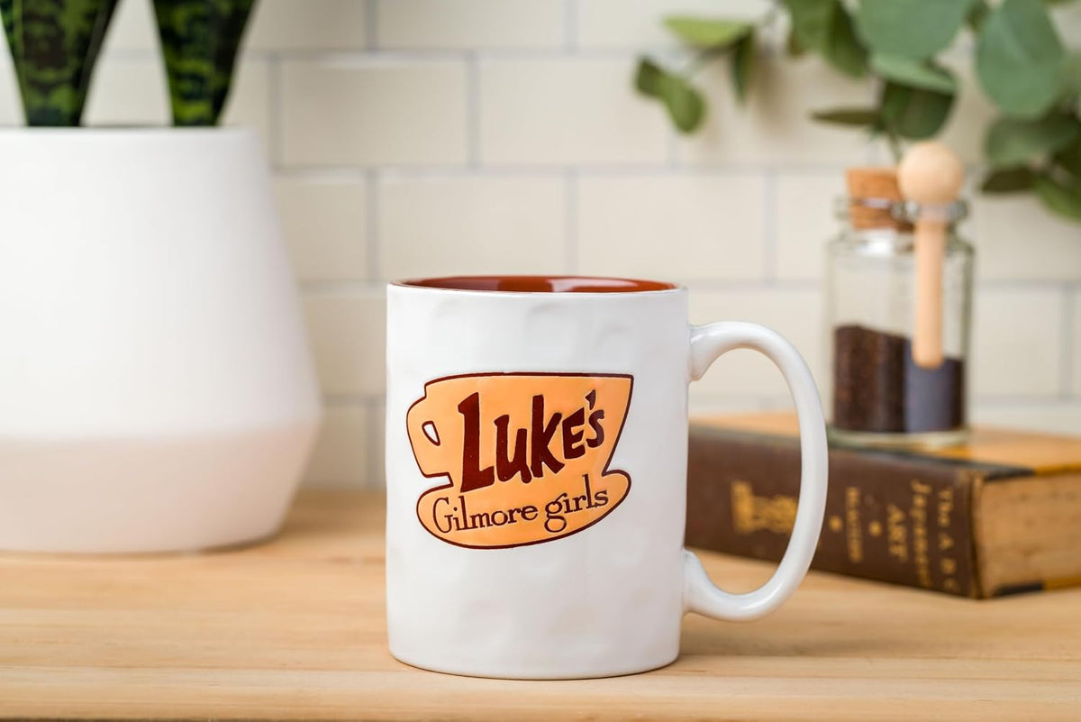 Gilmore Girls Diner, Wax Resist Ceramic Pottery Mug, 17oz