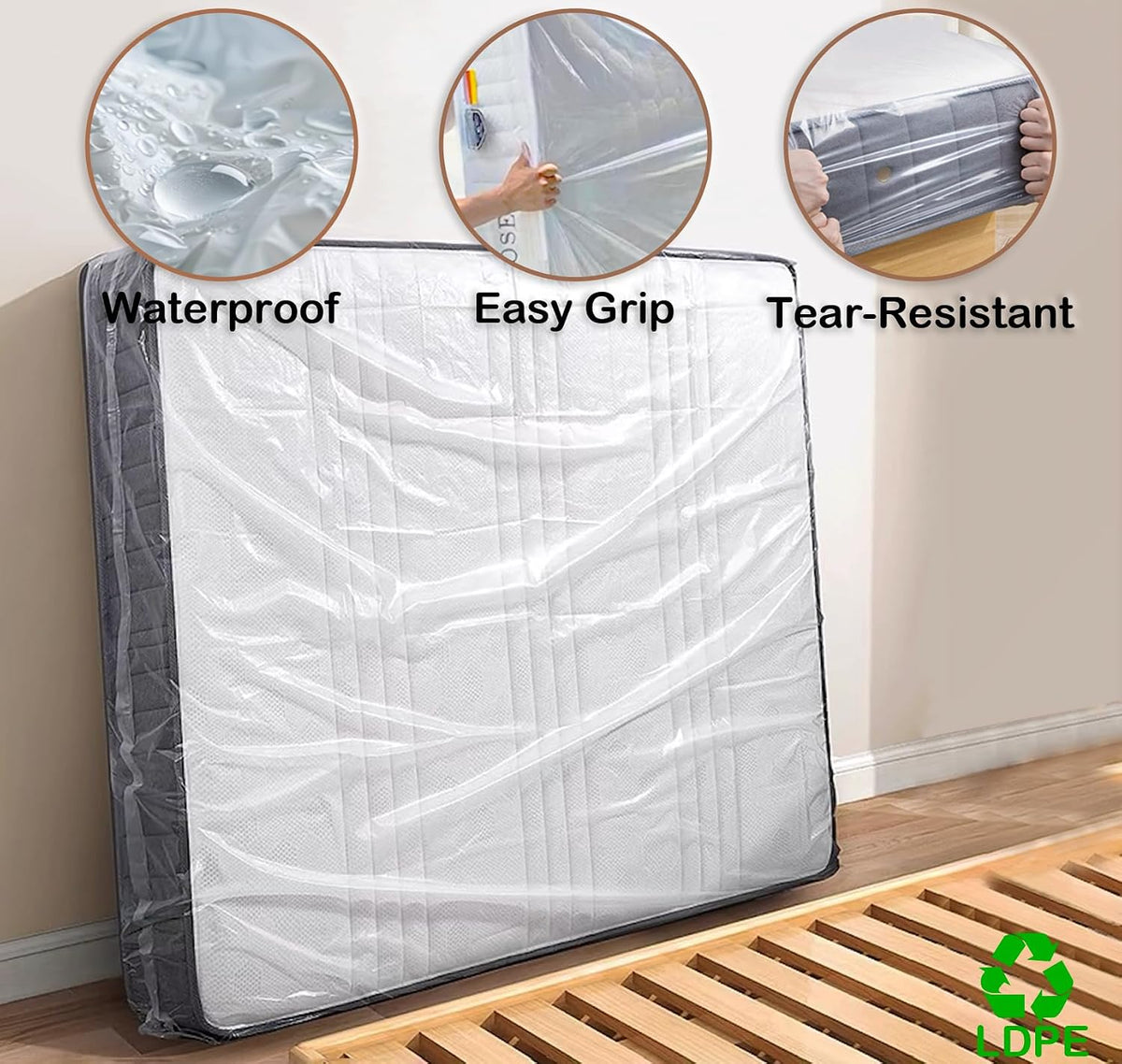 Twin Mattress Bag for Moving and Disposal,Waterproof Mattress Plastic Cover,Storage Protector, 1 Pack