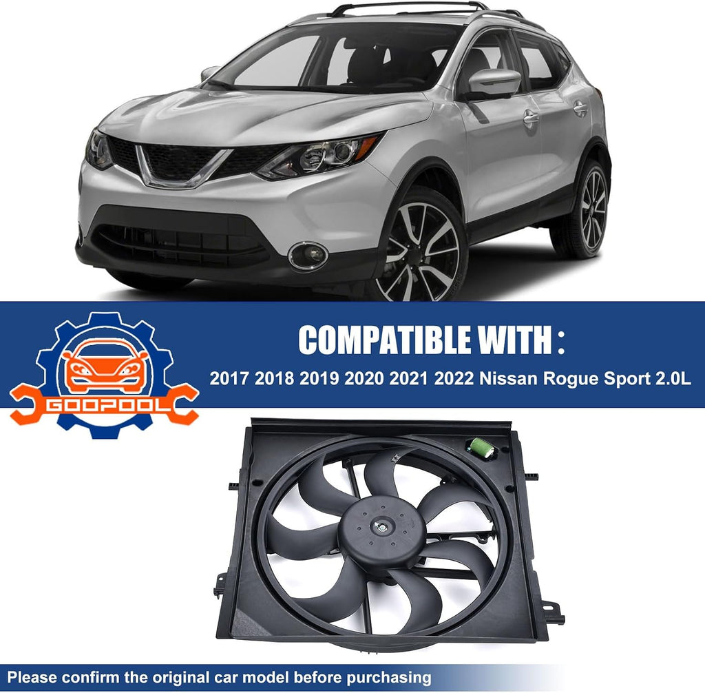 Radiator Cooling Fan Compatible with 2017-2022 Nissan Rogue Sport 2.0L