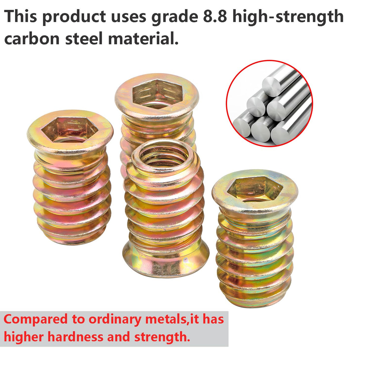 Qrity 20 Pcs Threaded Insert, Hex Drive Threaded Inserts for Wood, Furniture Nuts, Hex Socket Drive M5x10mm, Wood Inserts