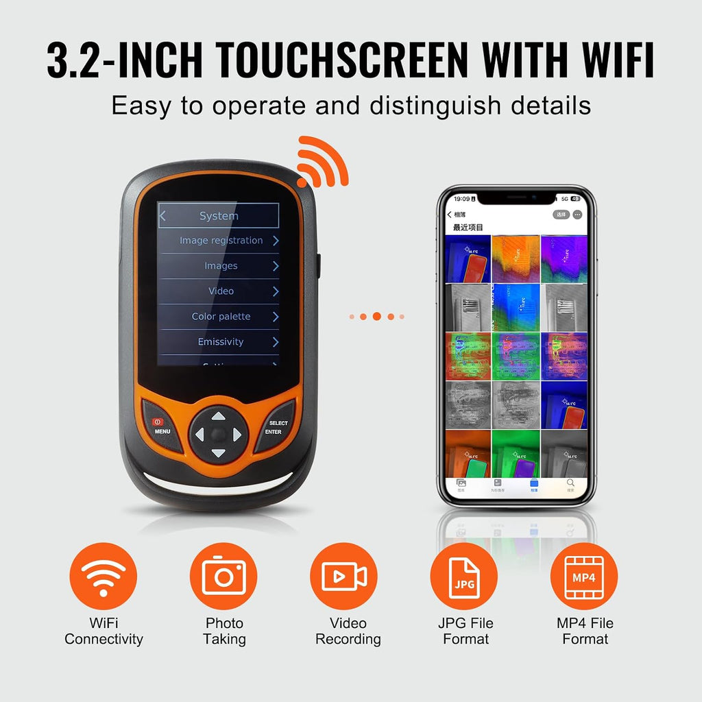 Thermal Imaging Camera, 256 x 192 IR Resolution Pocket Infrared Thermal Imager with WiFi, 25Hz Refresh Rate Thermal