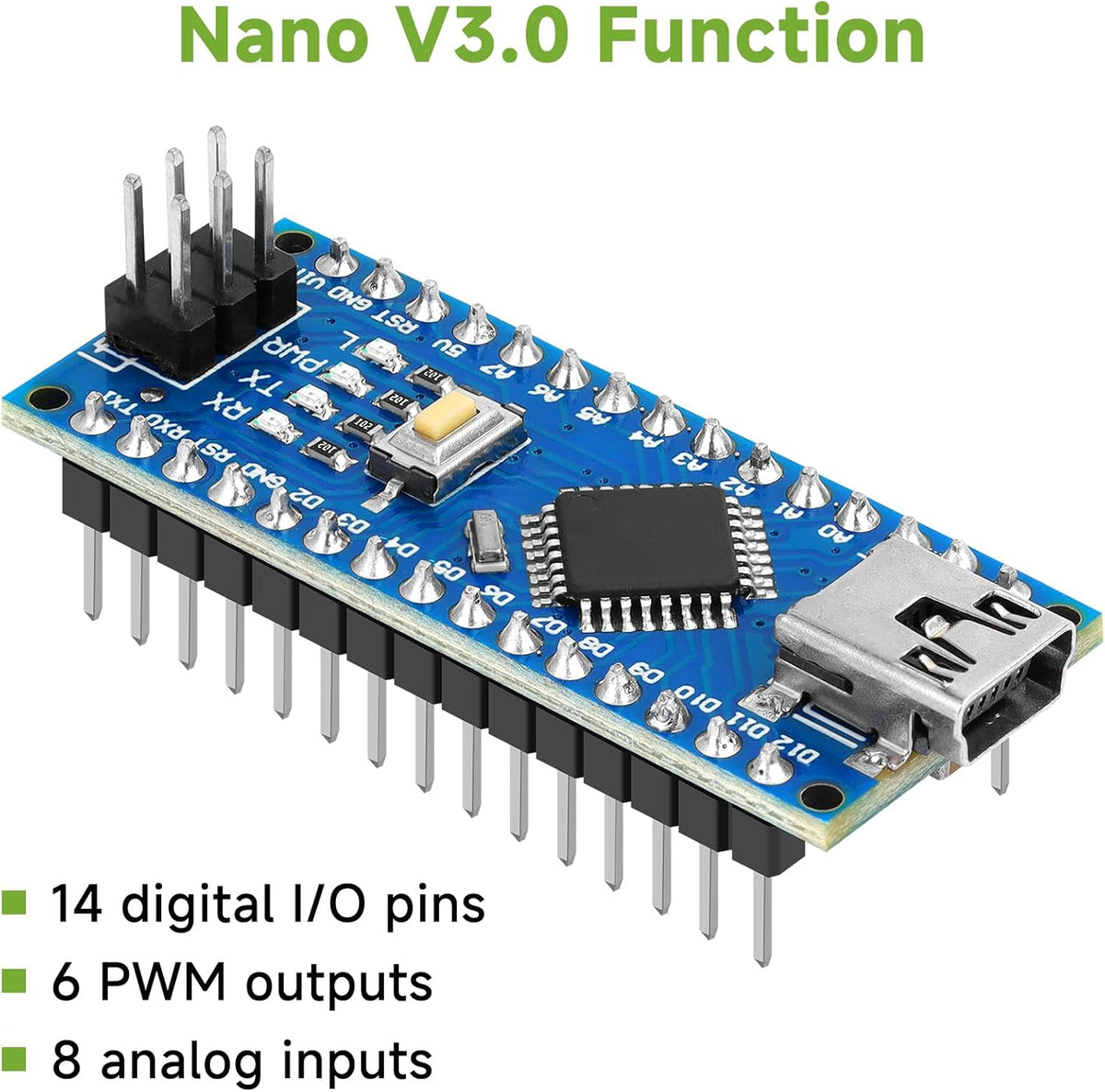 MakerFocus Nano V3.0 Board ATmega328P MCU CH340 USB-UART Chip
