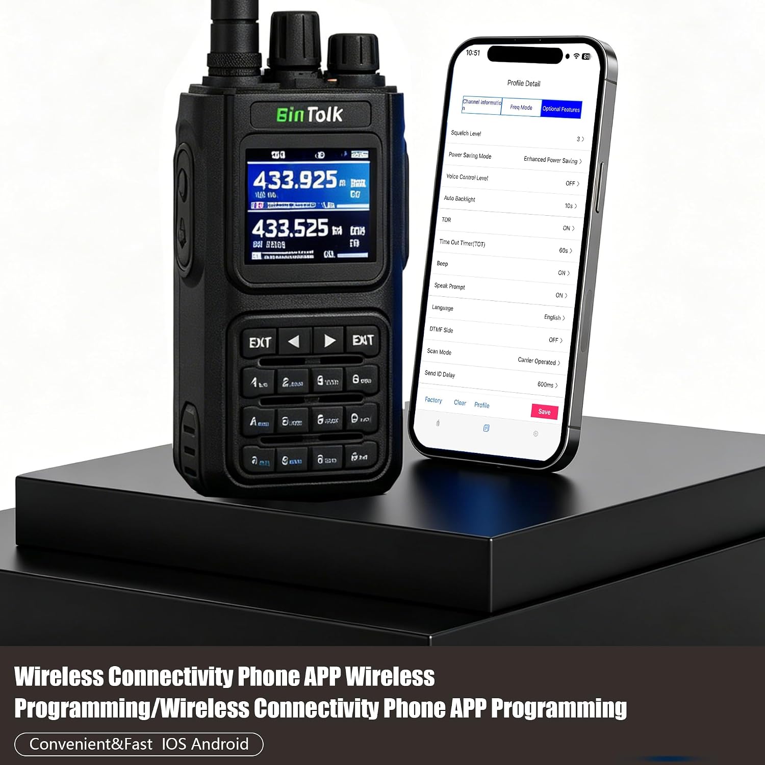 BT8000 Walkie Talkie Wireless Connectivity Programming APP NOAA Weather Alert USB-C Charger Two Way Radio AM FM SOS