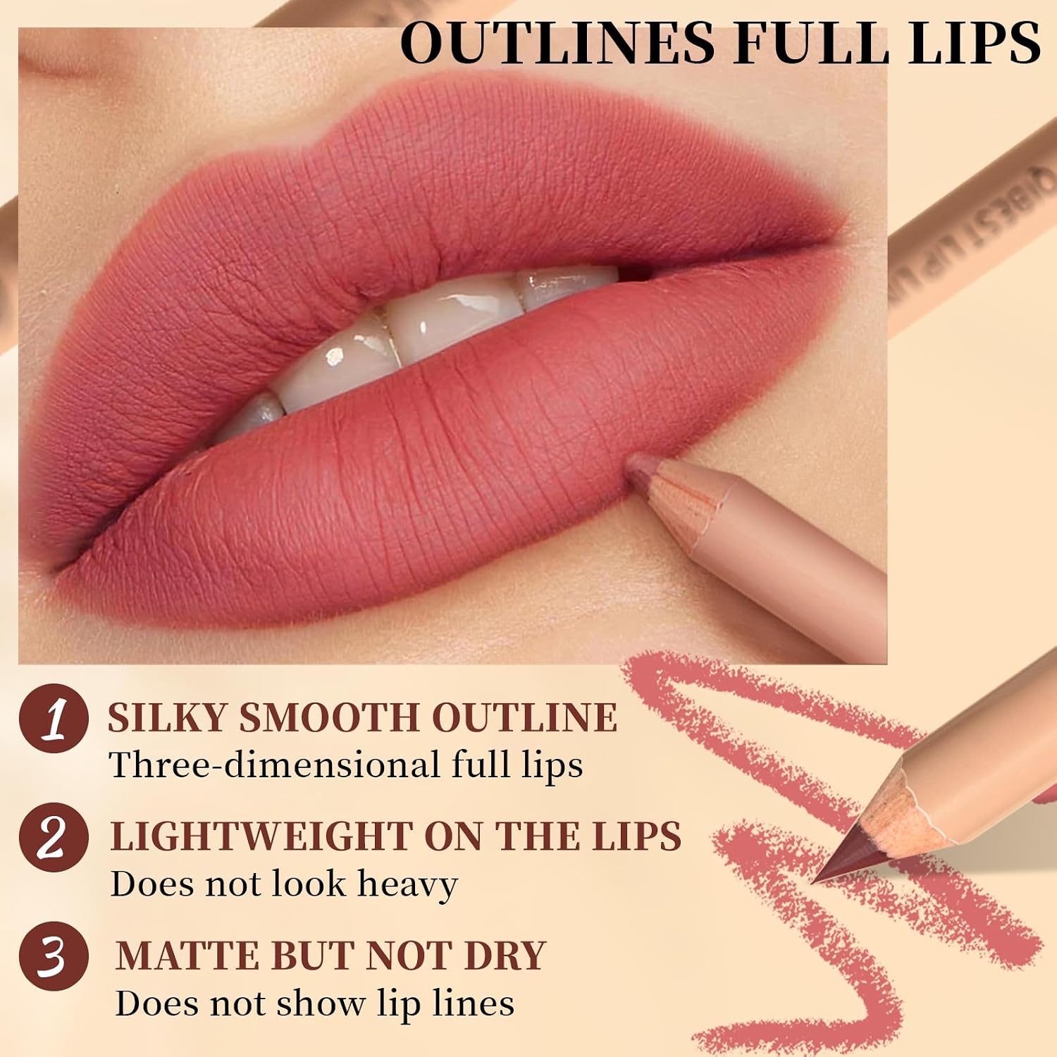 Matte Lip Liner Set,12 Colors Long Lasting Waterproof Nude Lip Liner Pencil Set,Smooth and High Pigmented Natural Lip