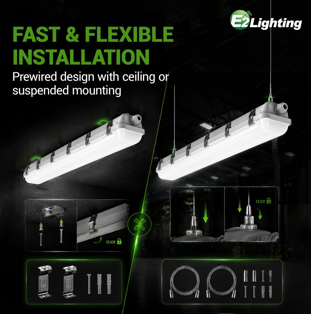 4ft LED Vapor Tight Light, 6 Pack, CCT Tunable, Motion Sensor
