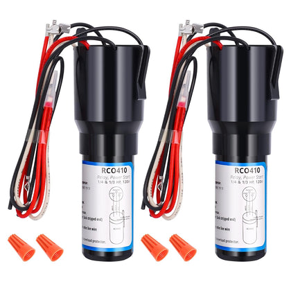 RCO410 3 in 1 Compressor Hard Start Capacitor Kit for Refrigerators | For Freezers, 1/4-1/3 HP, 115V, 2 Pack