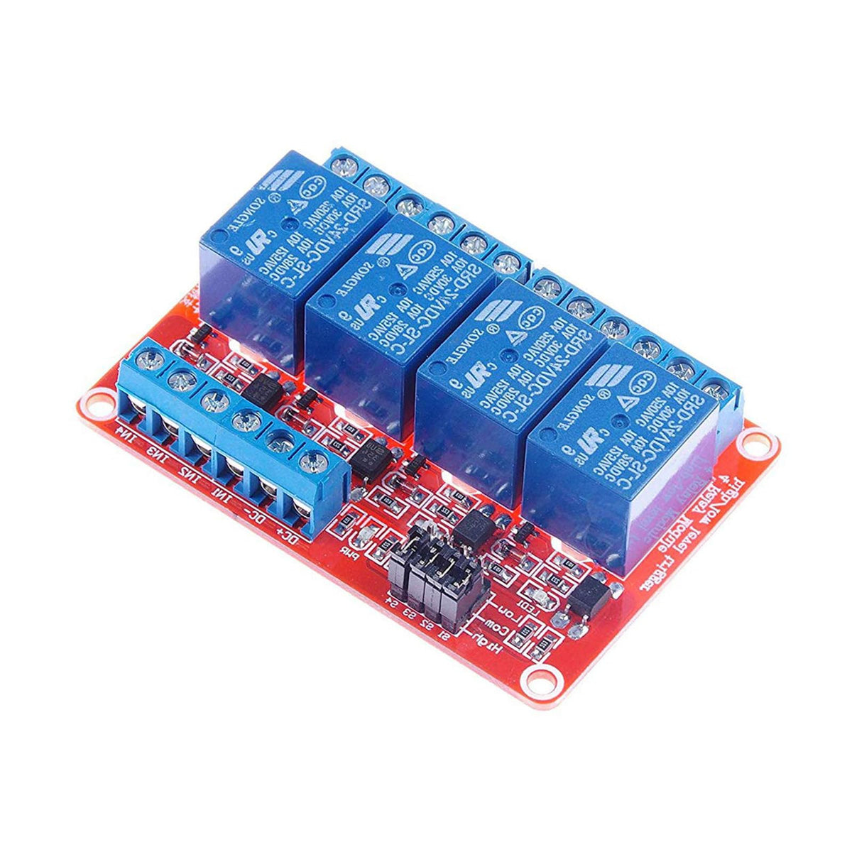 hiBCTR 4-Channel 24V Relay Module, Opto-Isolated, 10A