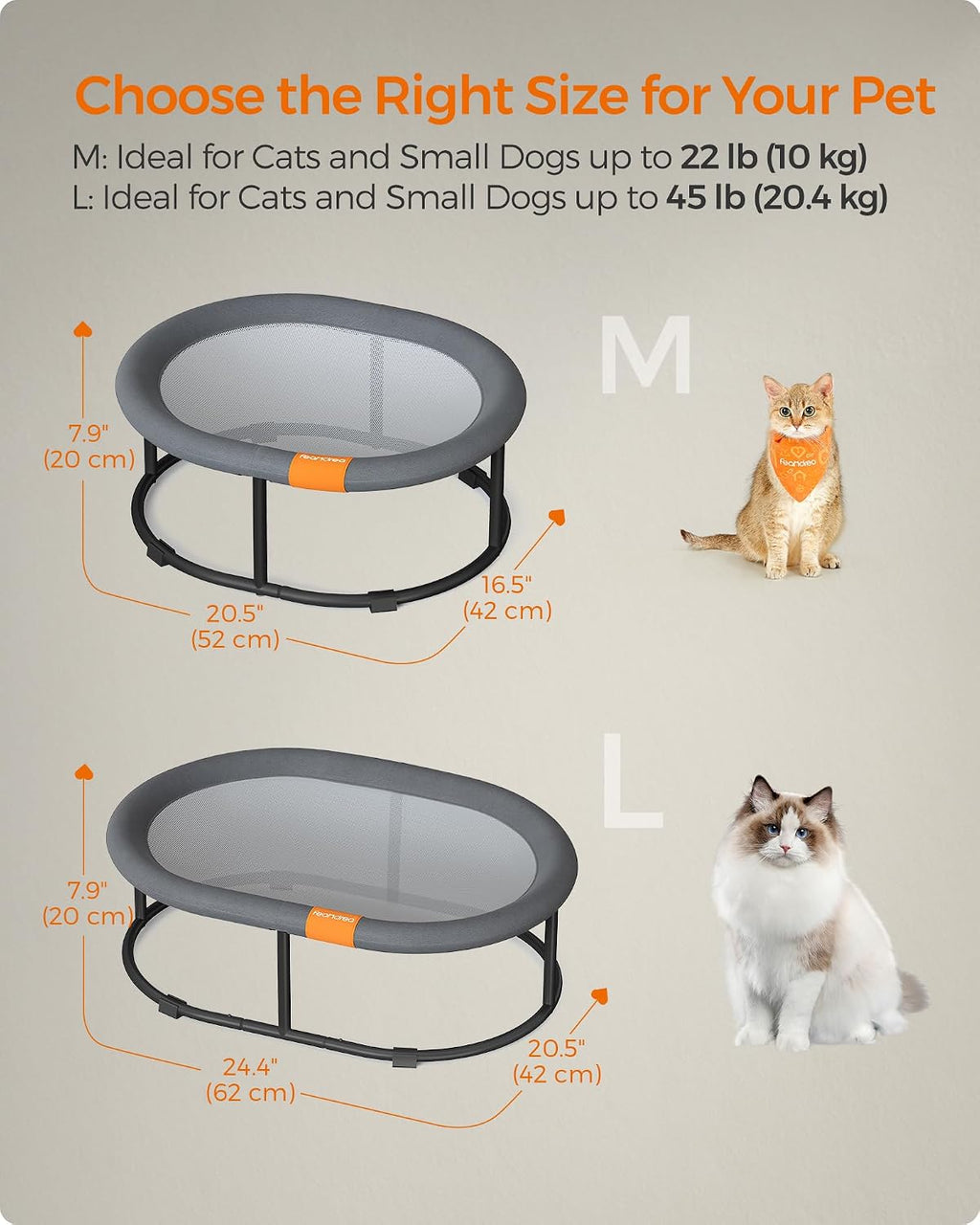 Elevated Cat Bed, Breathable Hammock, Washable Mesh
