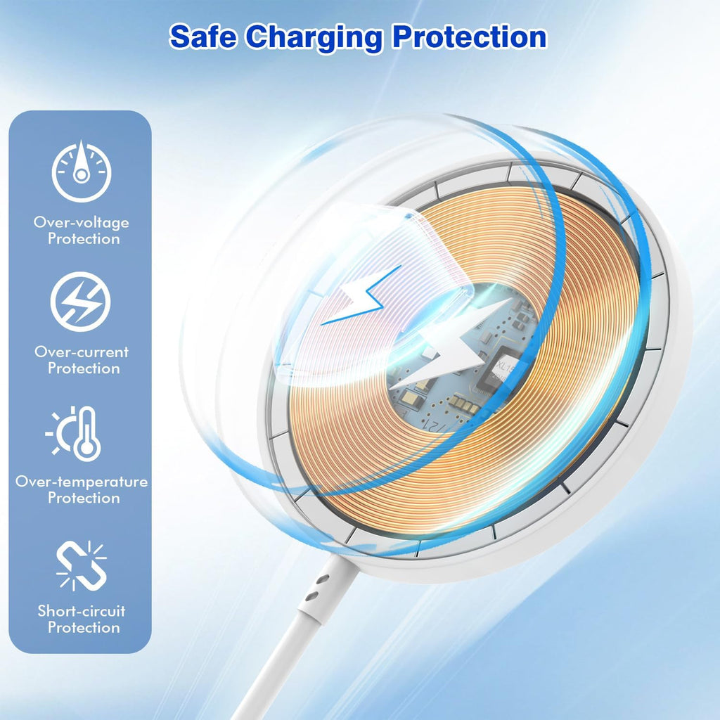 [Apple MFi Certified]Magnetic Wireless Charger Apple Mag Safe Charger,15W 6FT Fast Wireless Charging Pad for