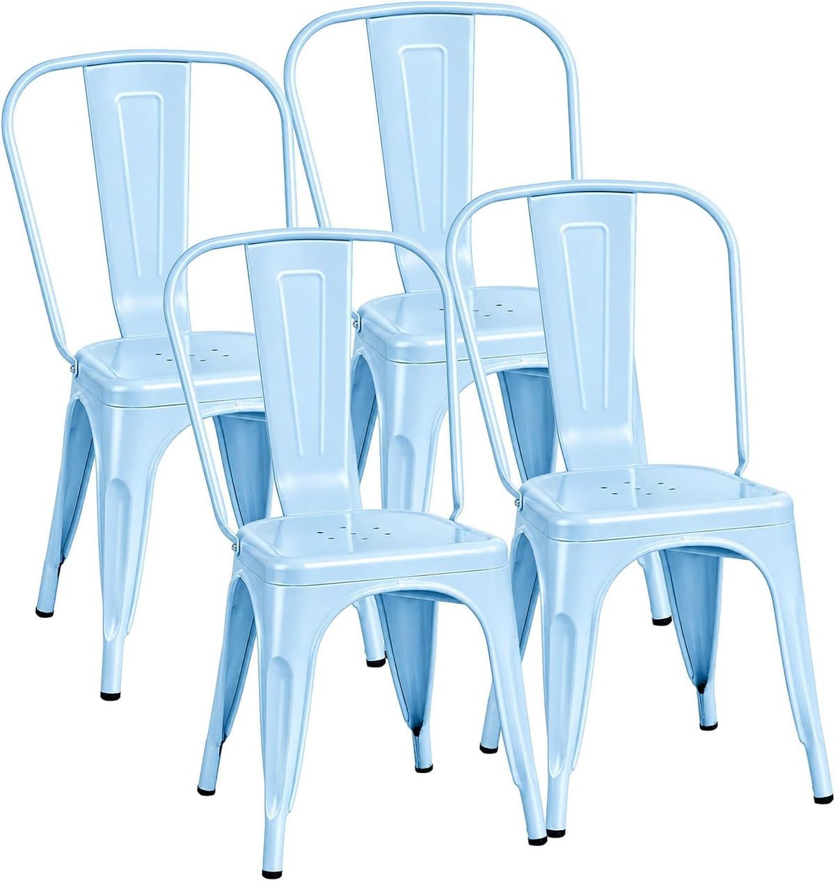 Metal Dining Chairs Set of 4, Stackable Steel Dining Chairs with High Back, Industrial Kitchen Side Chairs for Dining
