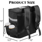 Food Delivery Backpack with 4 Cup Holder, Insulated Hot Pizza Bag