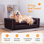 Premium Leatherette Pets Sofa, Espresso, Medium/Large