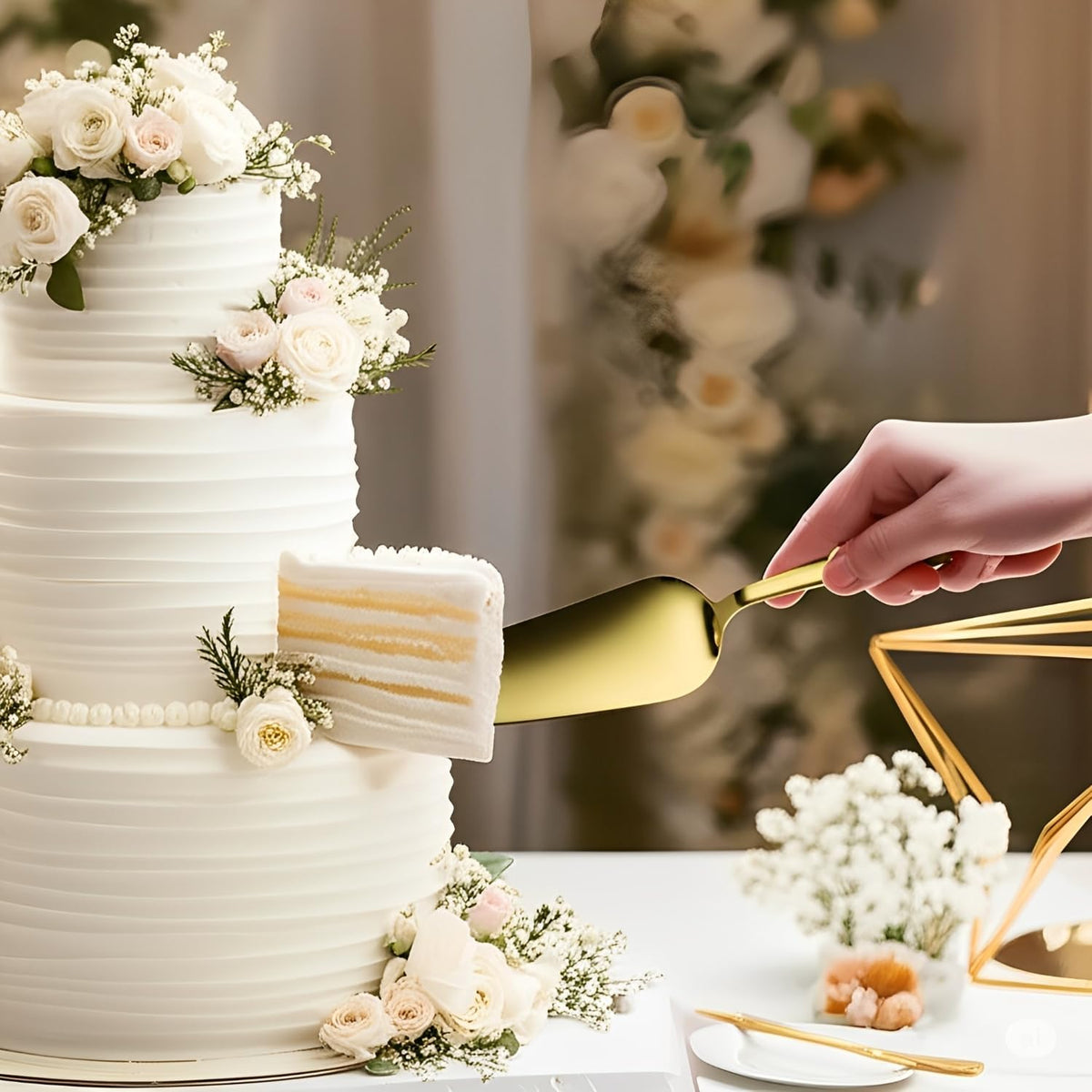 2-Piece Stainless Steel Cake Knife And Server Set, Gift Box (Gold)