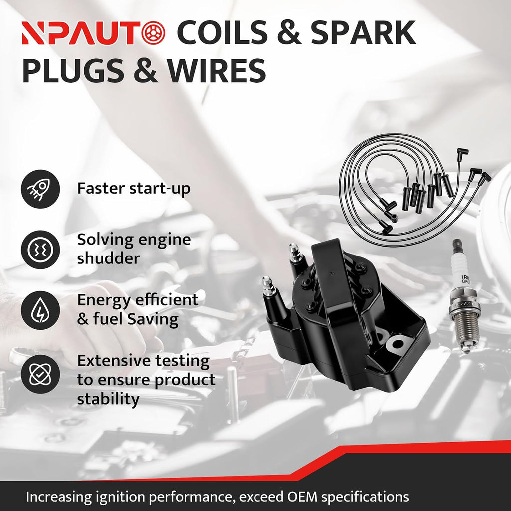Ignition Coil Pack Spark Plug Wires Set for Buick LaCrosse Chevy Impala
