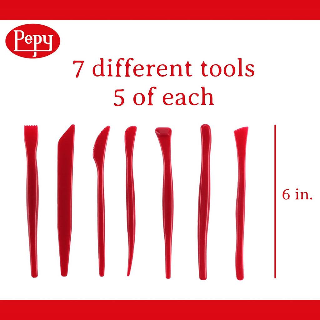 35 PC Clay Sculpting Tools Set; 5 Each of 7 Different Shapes; Ideal for Polymer Clay, Air Dry Clay, Plastilina