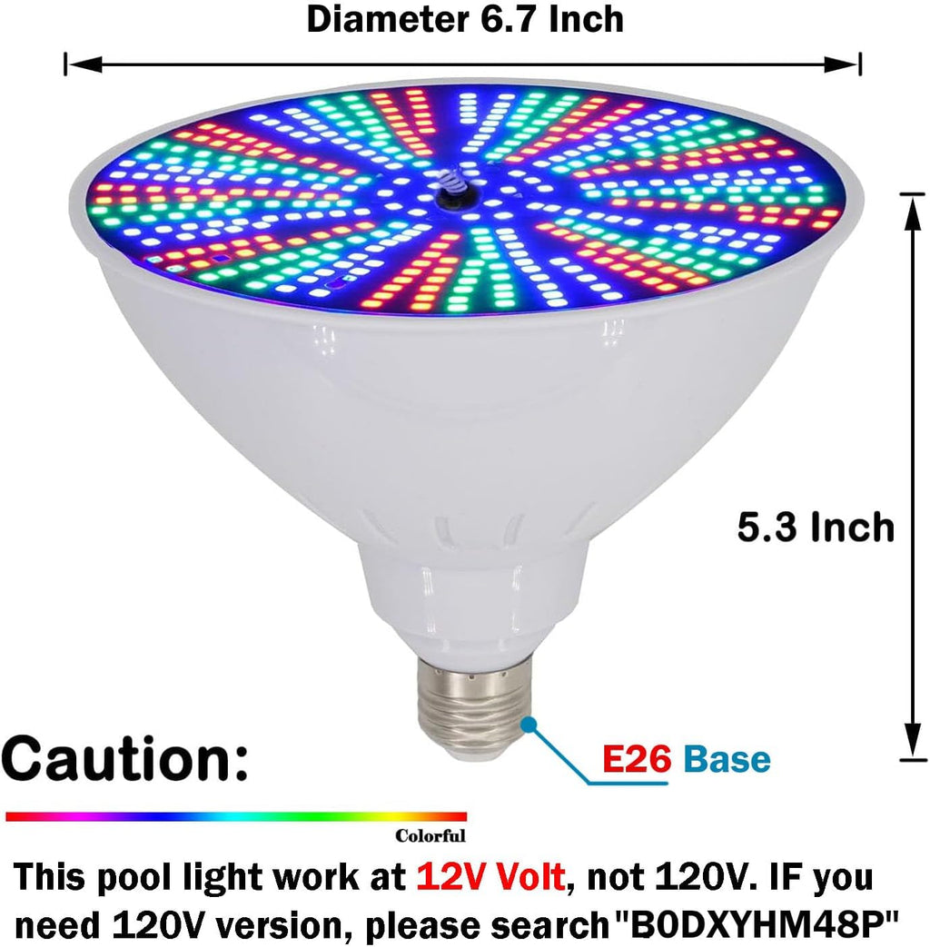 12V 50W LED Color Changing Pool Lights for Inground Pool, Swimming Pool Light Bulb with Remote, E26 Replacement