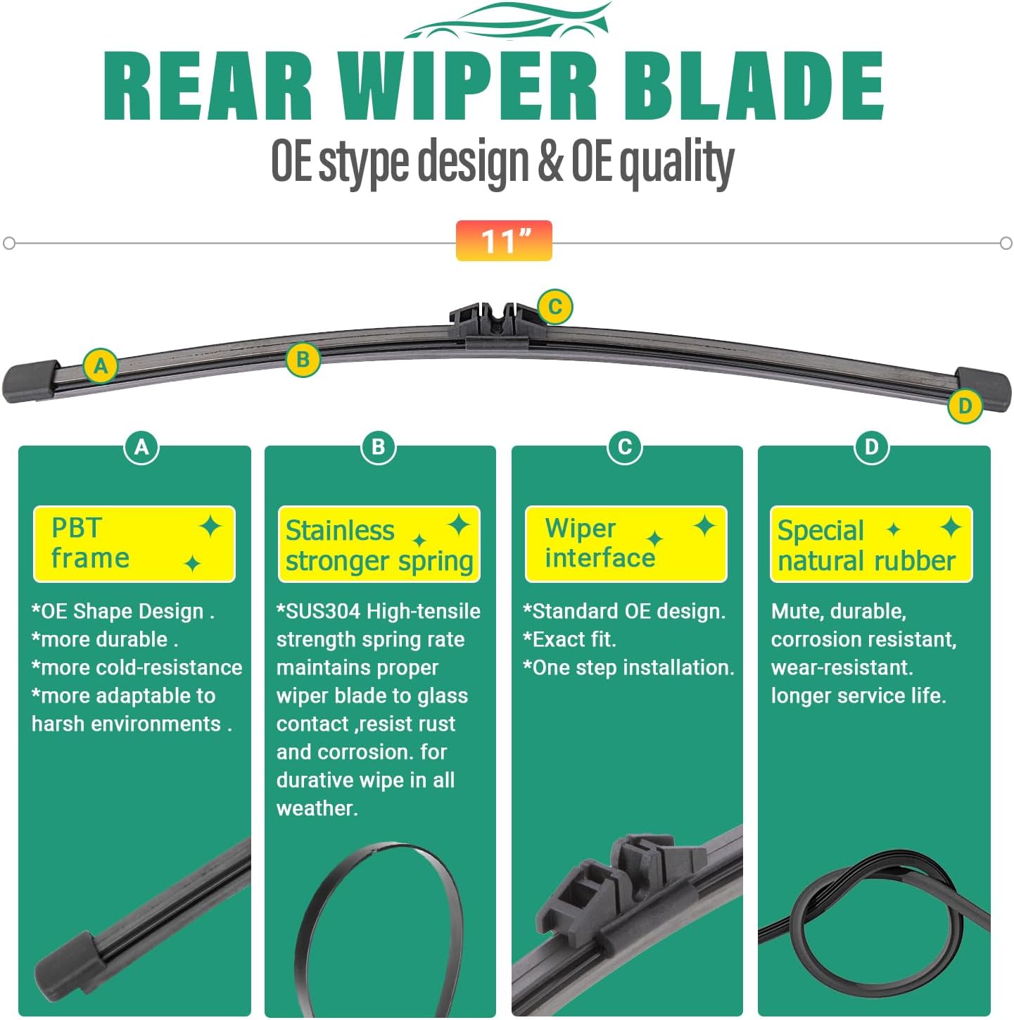 26" 22" 11" Windshield Wiper Blades Replacement for Ford Explorer 2011 2012 2013 2014 2015 2016 2017 2018 2019 2020