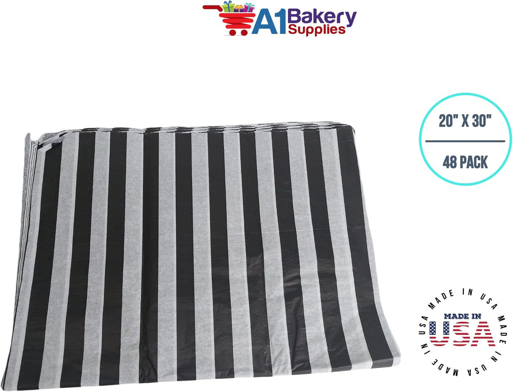 Black & White Stripes Tissue Paper 20 X 30 - (48 Pack)