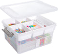 17 QT Plastic Storage Box with Removable Tray Craft Organizers and Storage Clear Storage Container for Organizing