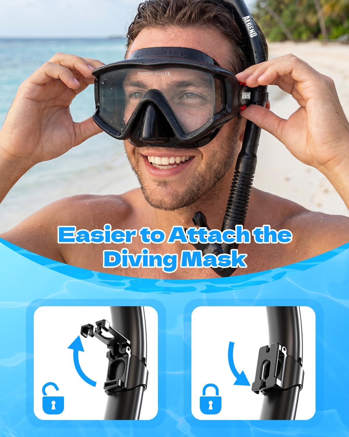 Snorkeling Gear for Adult with Travel Mesh Bag | Snorkel Mask, Dry Top Snorkel, Anti-Fog, Panoramic Wide View