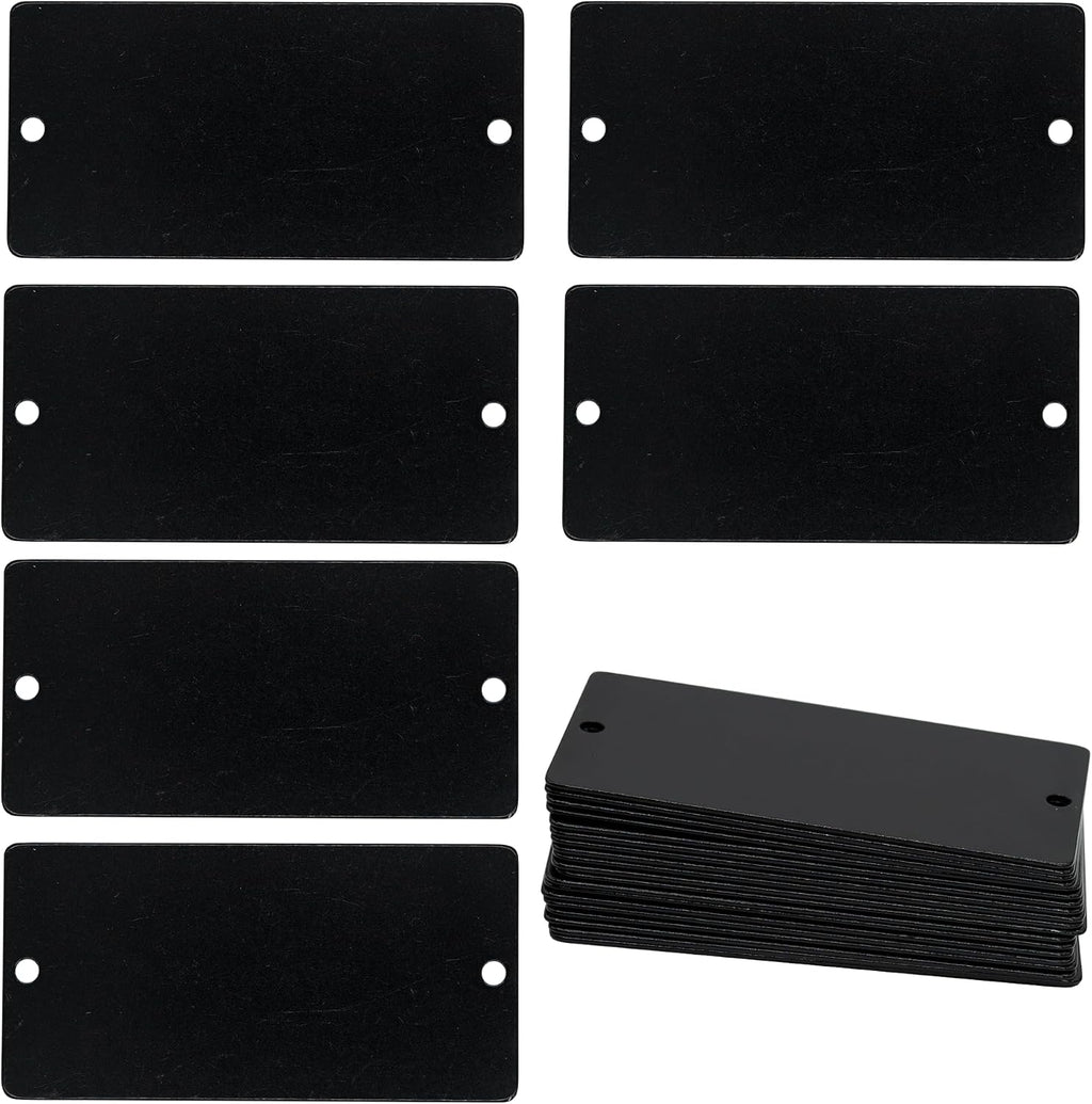 Aluminum Engraving Blanks with 2 Holes 1.5x3 Inch 25 Pack (Black)