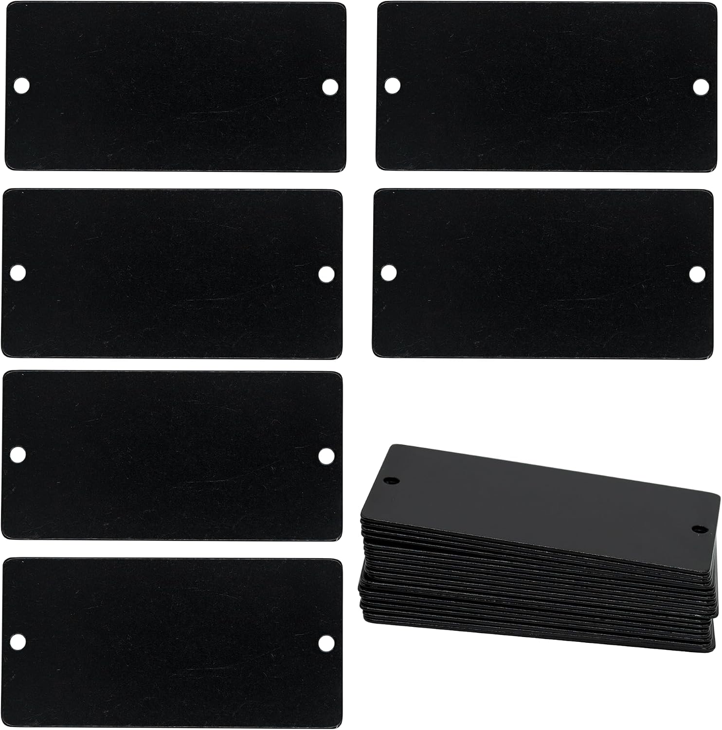 Aluminum Engraving Blanks with 2 Holes 1.5x3 Inch 25 Pack (Black)