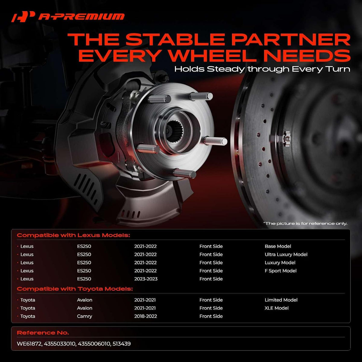 A-Premium 2 x Front Wheel Bearing and Hub Assembly with 5-Lug