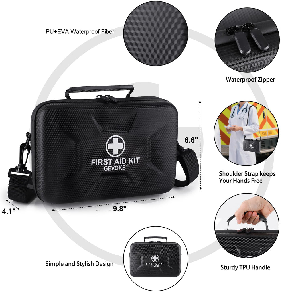 410 Piece Waterproof Hard Shell First Aid Kit, Black