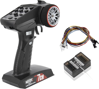 7 Channels RC Transmitter with Receiver Built-in Light Control System and 12LED Light Set, 2.4GHz Radio Remote
