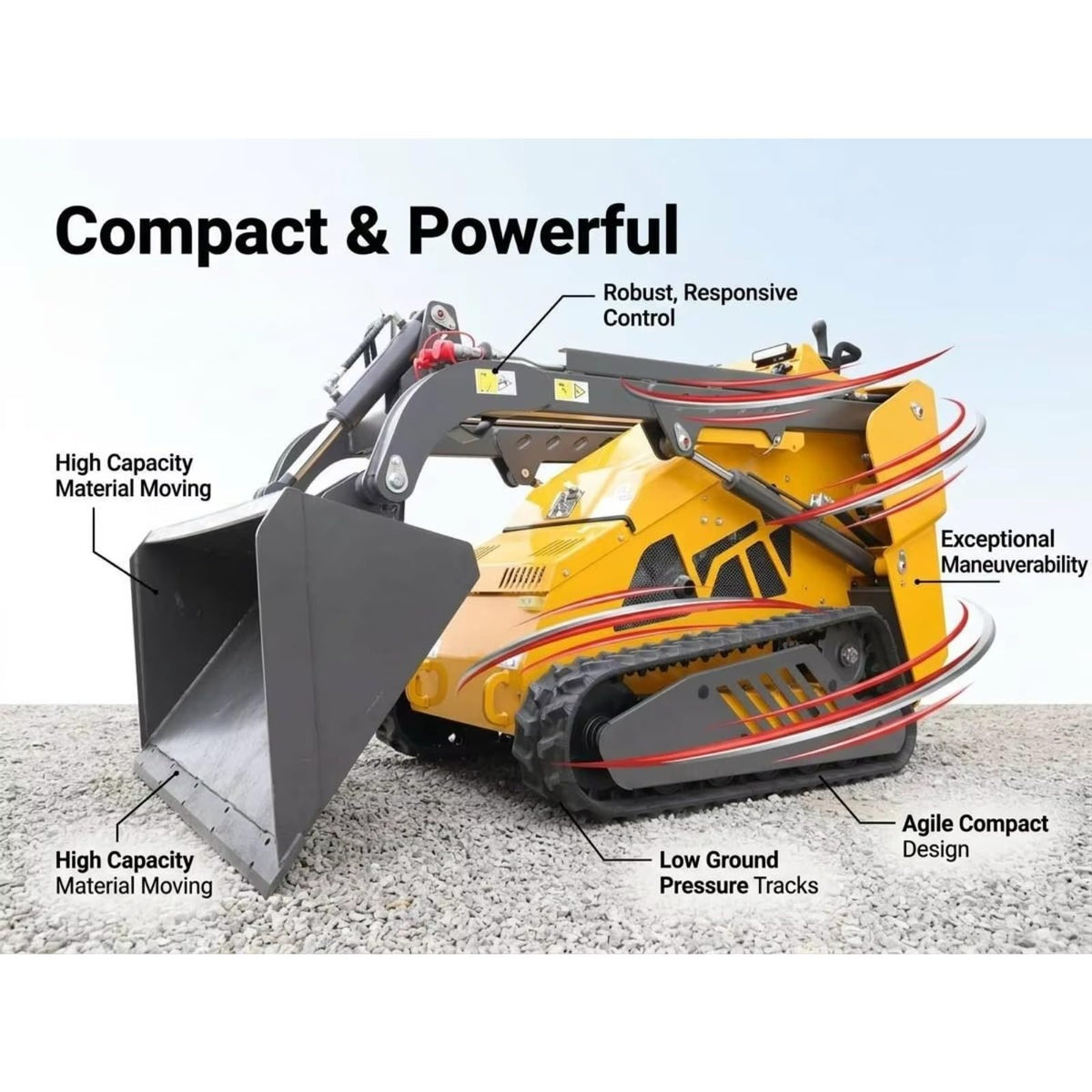 Versatile Mini Skid Steer Loader with Hydraulic Drive Electric Mini Skid Steer Compact Track Loader with