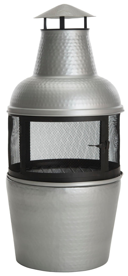 Outdoor Collection Cartagena, Silver and Black Chiminea
