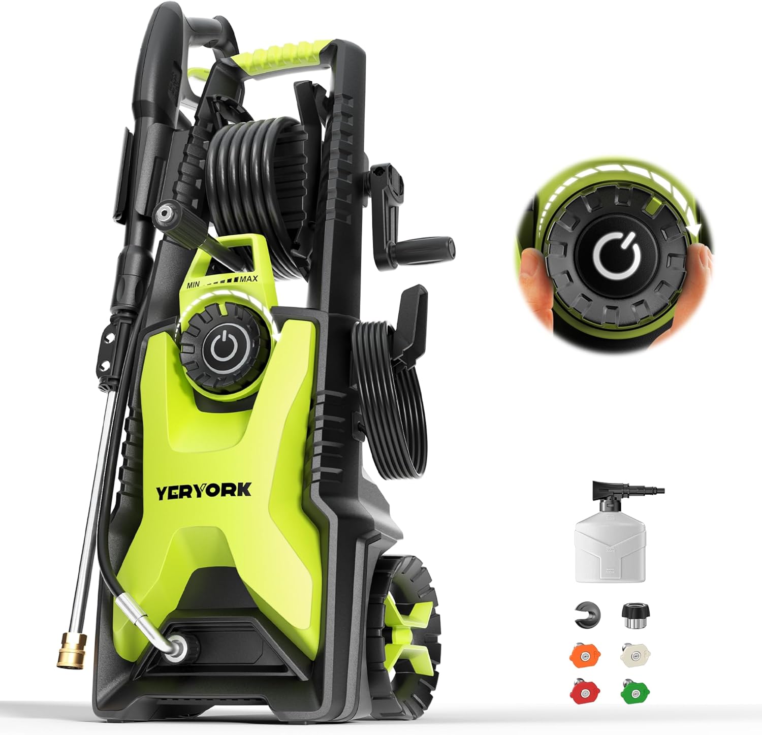 Adjustable 5000 PSI Pressure Washer,2.5 Max GPM Power Washer with 33 FT Retractable Hose Reel, Stainless Steel Lance