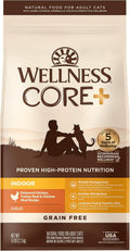 CORE+ Adult Dry Cat Food for Indoor Cats, Natural, Grain Free Kibble, Chicken, Turkey and Chicken Meal Recipe, 5 lb Bag