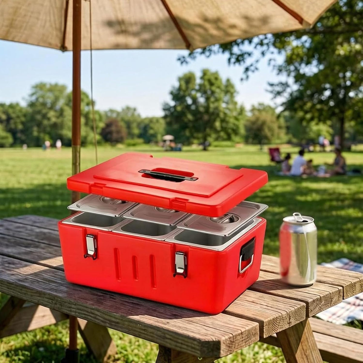 Insulated Food Pan Carrier with 3 Stainless Steel Inner Basins