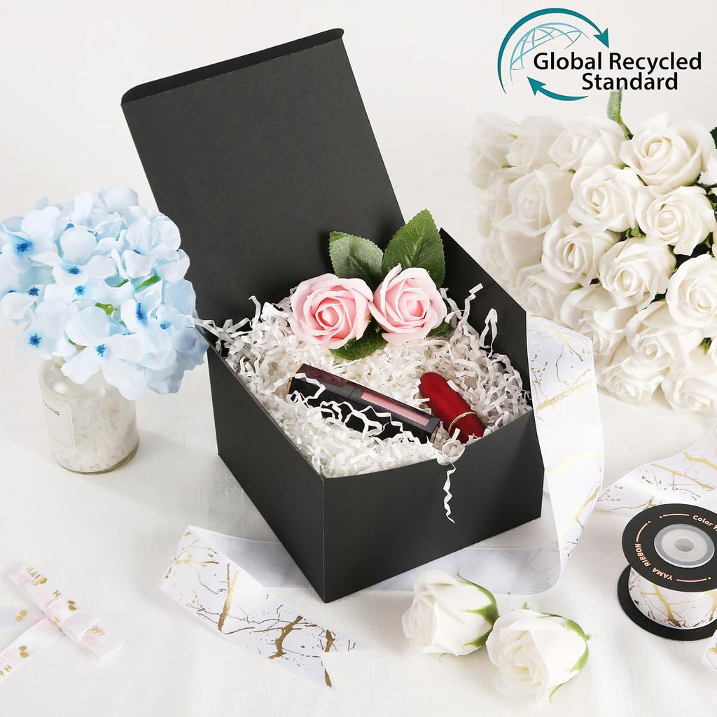 10 Gift Boxes 6x6x4 Inches, Matte Black Gift Boxes Bulks
