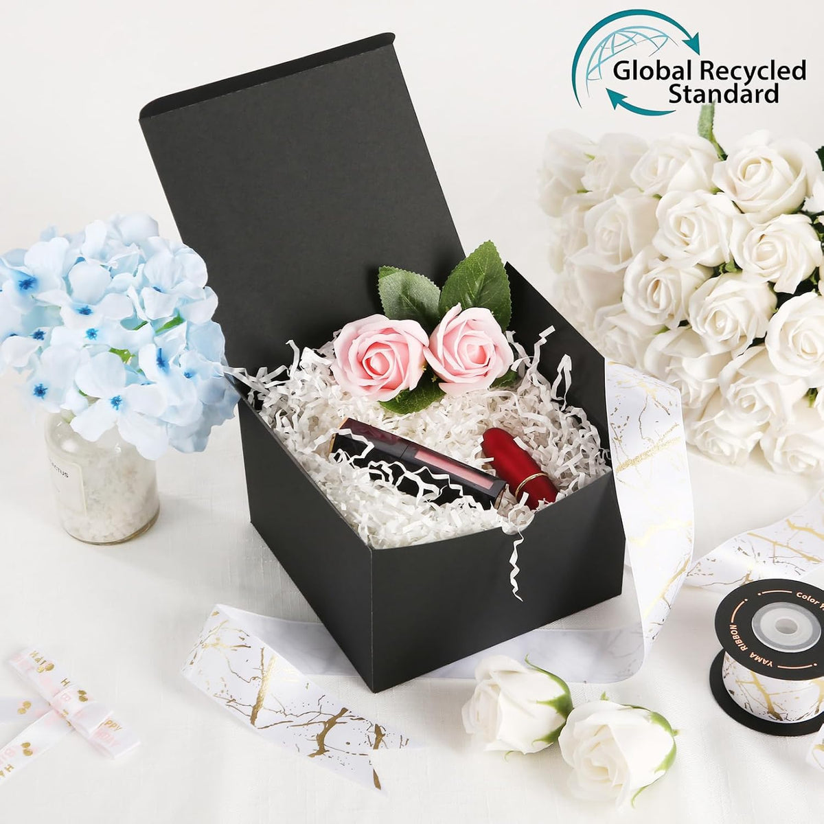 10 Gift Boxes 6x6x4 Inches, Matte Black Gift Boxes Bulks
