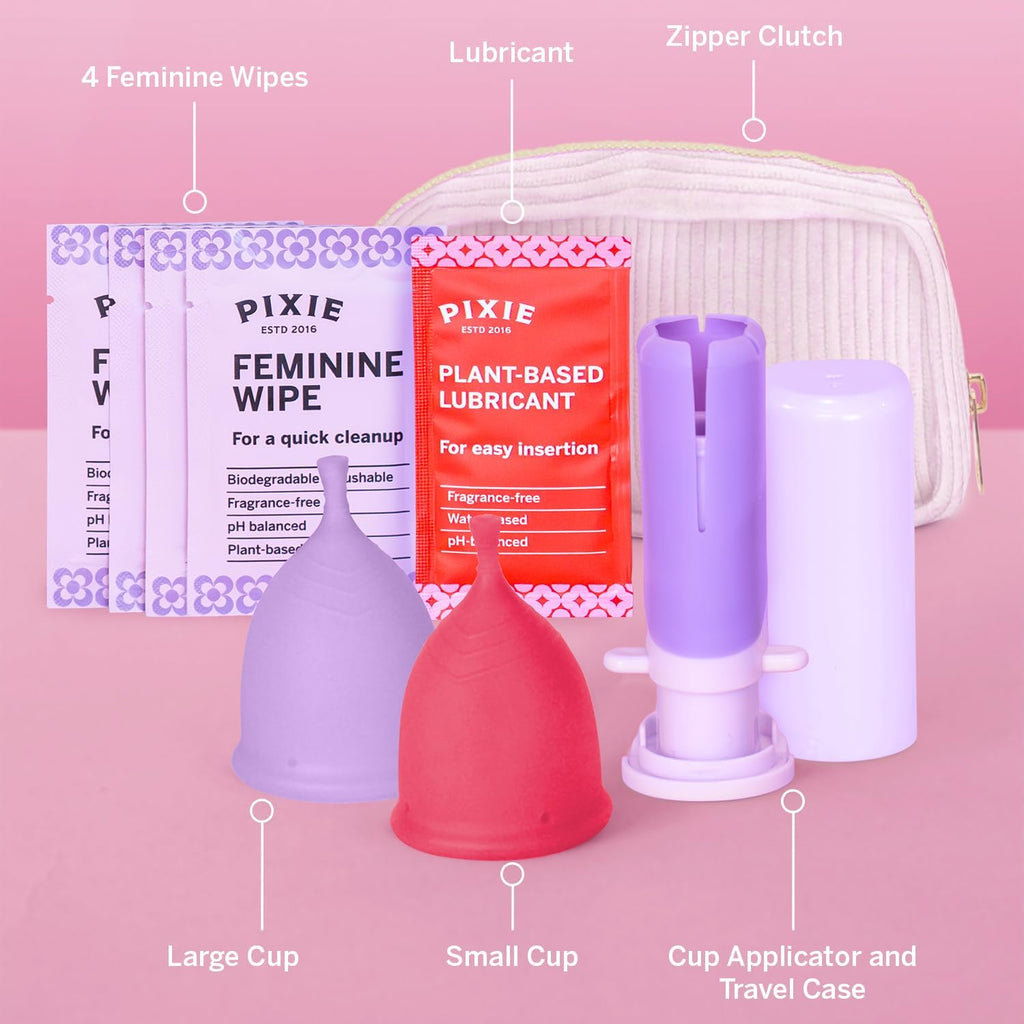 2 Menstrual Cups and Applicator Bundle - No Metals or Toxins - 100% Medical-Grade Silicone - Softest Reusable Period