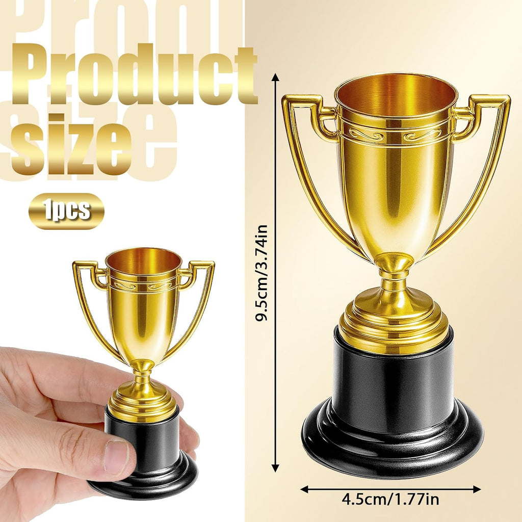 Mini Trophy, Gold Award Cup Plastic Tiny Small Trophy Cups for Sports Tournaments and Parties Winning Prizes
