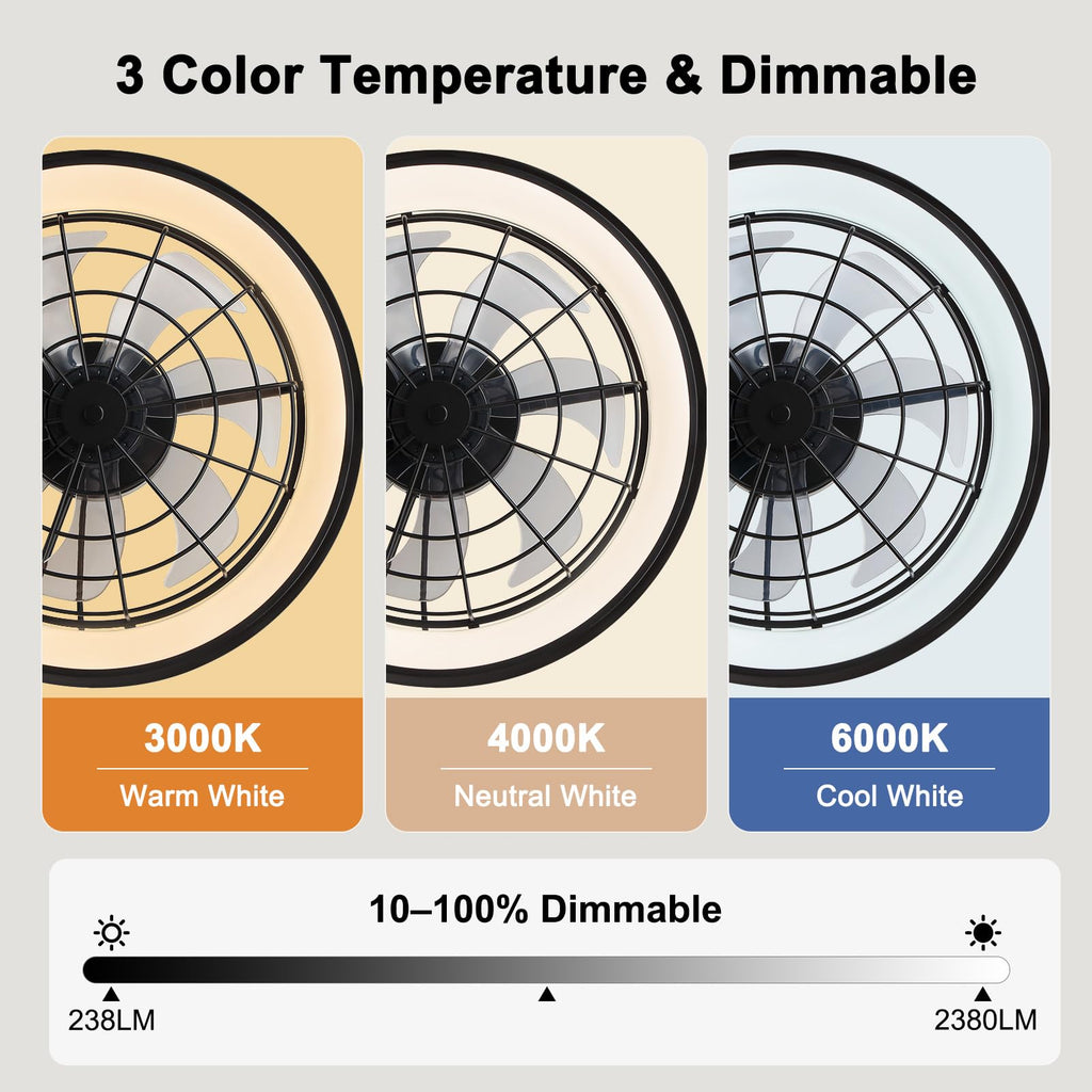 23" Wall Mount Fan with Light,Plug in Wall Fan with Remote/App Control