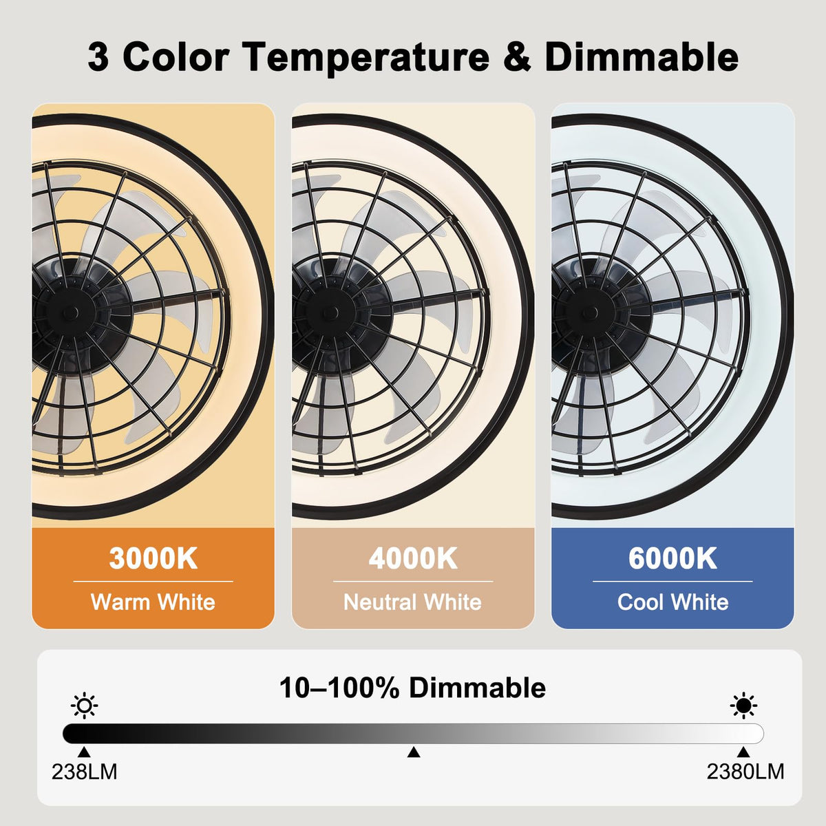23" Wall Mount Fan with Light,Plug in Wall Fan with Remote/App Control