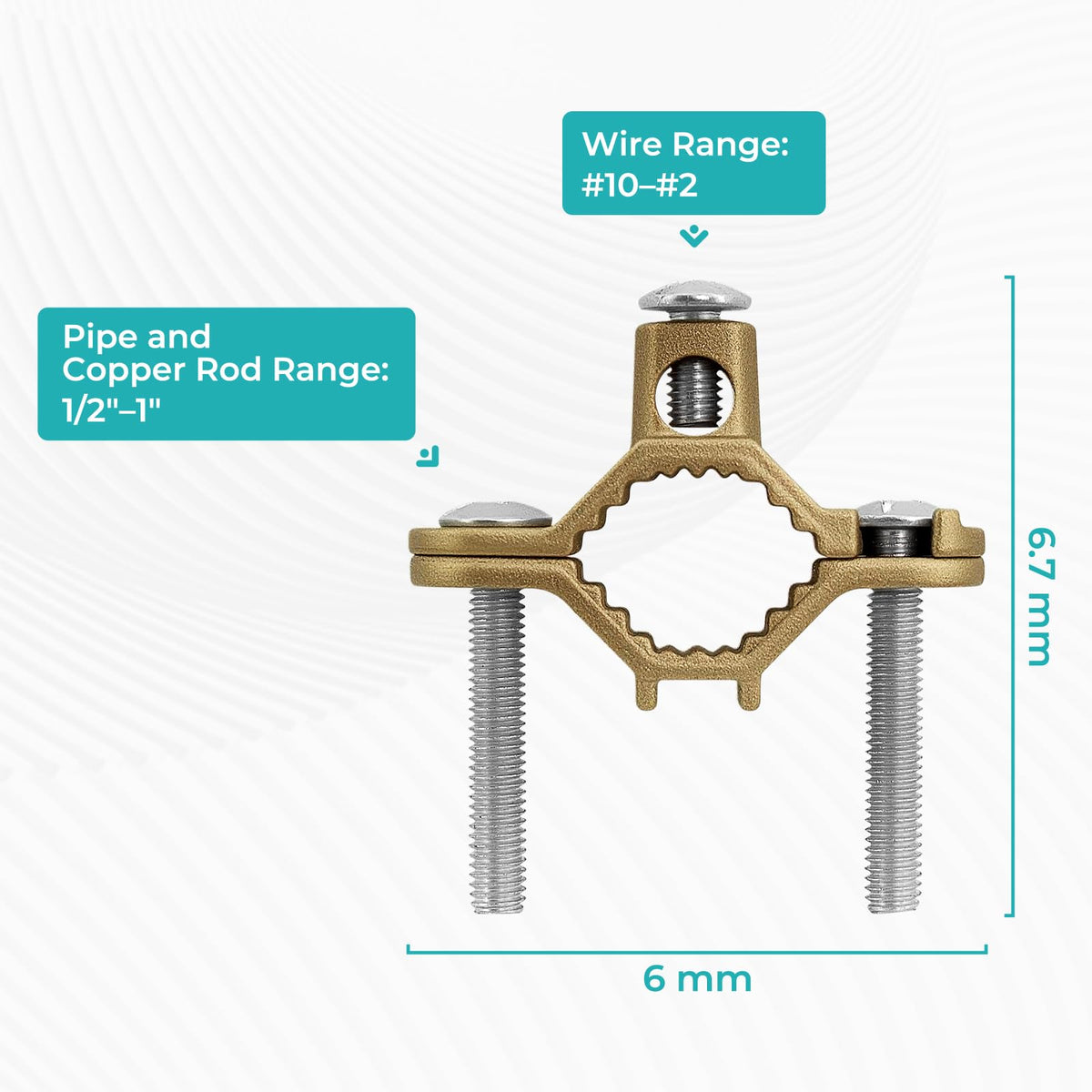 Copper Ground Clamp Set, Includes 2 Pipe/Conduit Clamps (1/2”–1”)