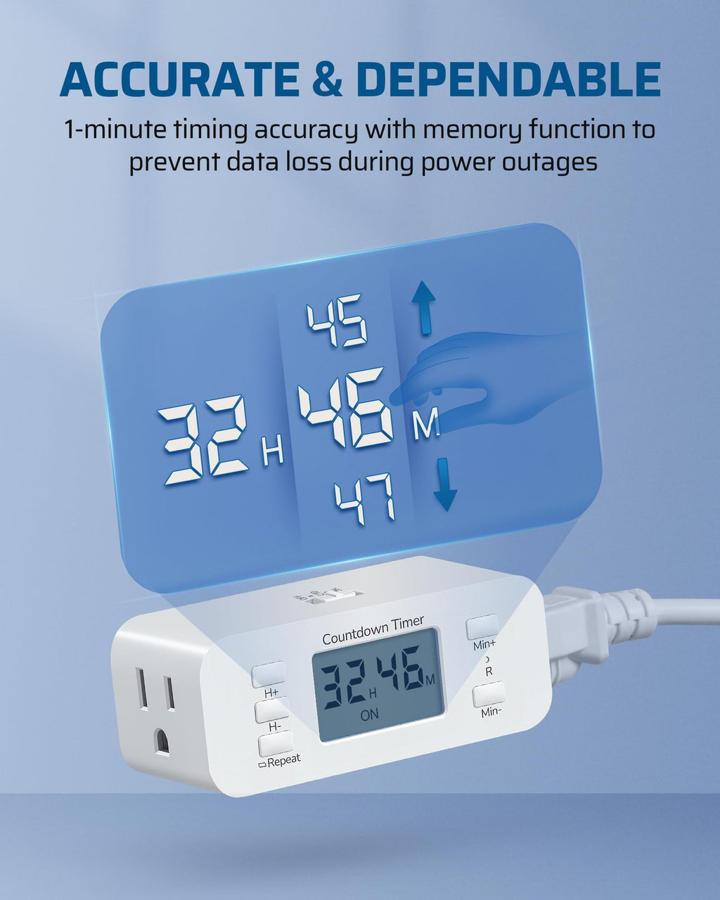 DEWENWILS 36 Hours Countdown Timer Outlet, Digital Timer Outlet