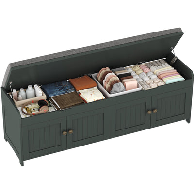 54.4" Shoe Bench with Lift Top Storage, Entryway Bench with Cushioned Seat, Wooden End of Bed Bench, Shoe Cabinet
