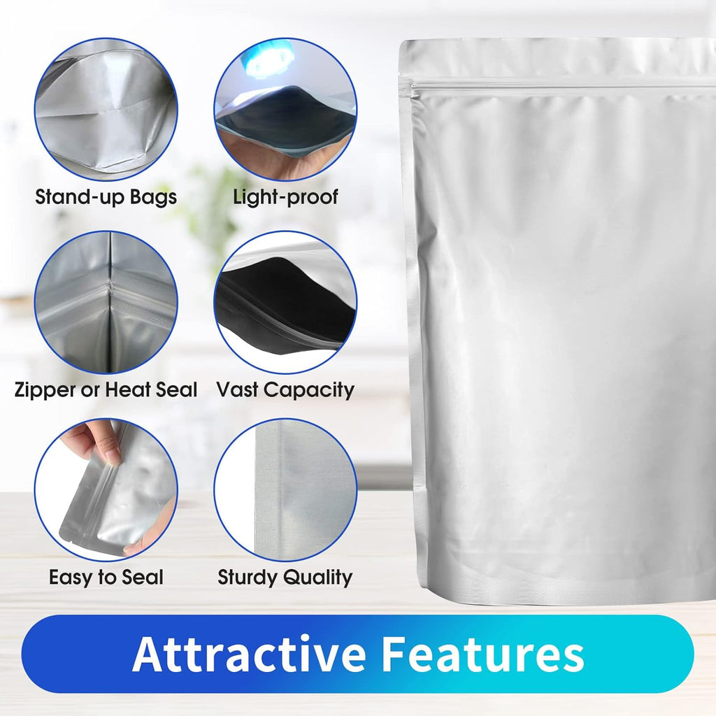 15 Mil 5 Gallon Mylar Bags for Food Storage with 2500cc Oxygen Absorbers - 55 Pack Mylar Bags Include 5 Gallon, 1