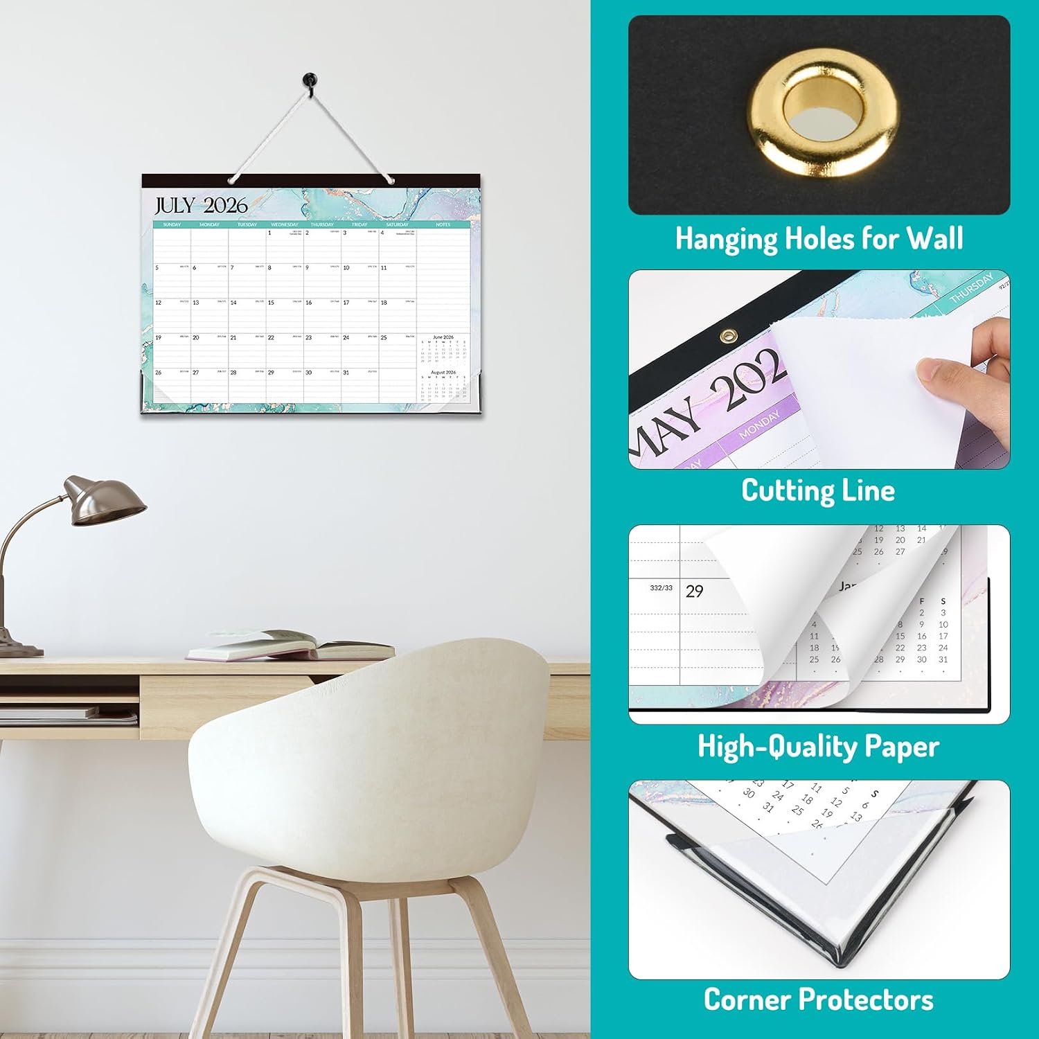 Desk Calendar 2026-2027, 21 Months Calendar Runs from April 2026 to December 2027, 17" x 12" Large 2026 Wall Calendar