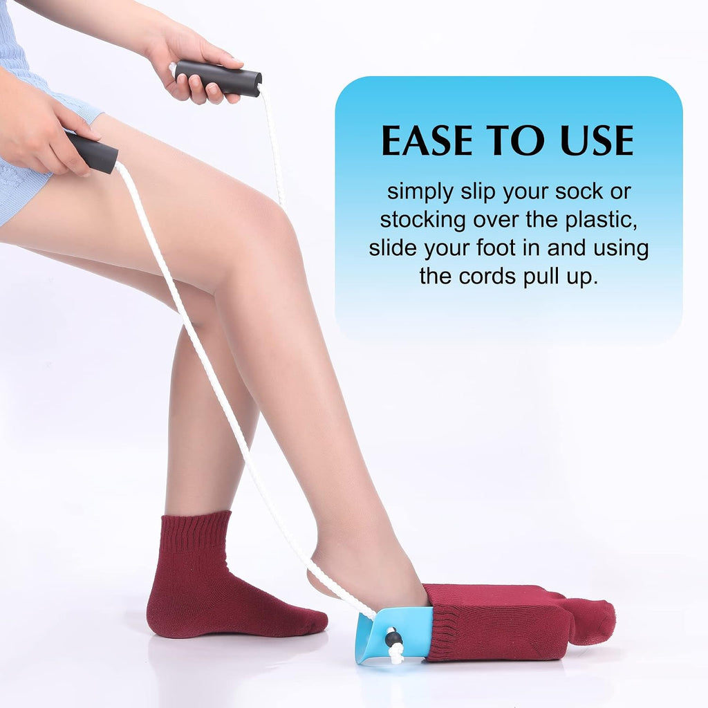 Sock Aid - Wide 3.93" Sock Aid with Foam Handles, Sock Aide Device for Elderly, Sock Helper Easy On Easy Off for