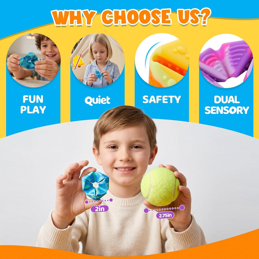 Fidget Sensory Toys for Kids: 3 Pack Textured Flip Toys - Quiet Small Fidgets for Classroom Focus - Stress Relief